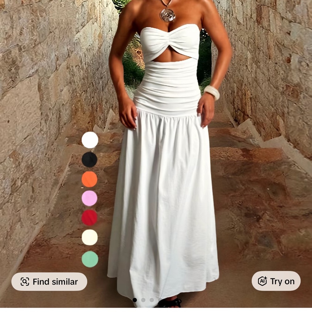 JLUXLABEL White Strapless Cutout Maxi Dress